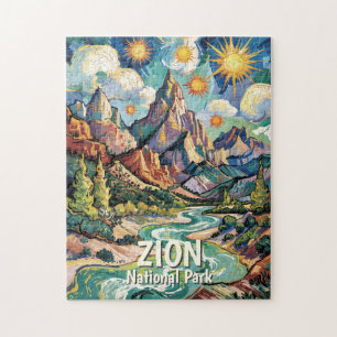 Zion Berge Virgin River Van Gogh Farbige Puzzle
