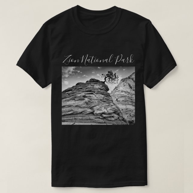 Zion Bonsais-Baum-Schwarzweiss-Foto T-Shirt (Design vorne)