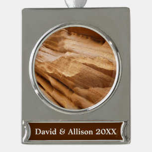 Zion Canyon Wall II Red Rock Abstrakte Fotografie Banner-Ornament Silber