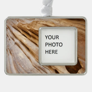 Zion Canyon Wand I Abstrakte Naturfotografie Rahmen-Ornament Silber