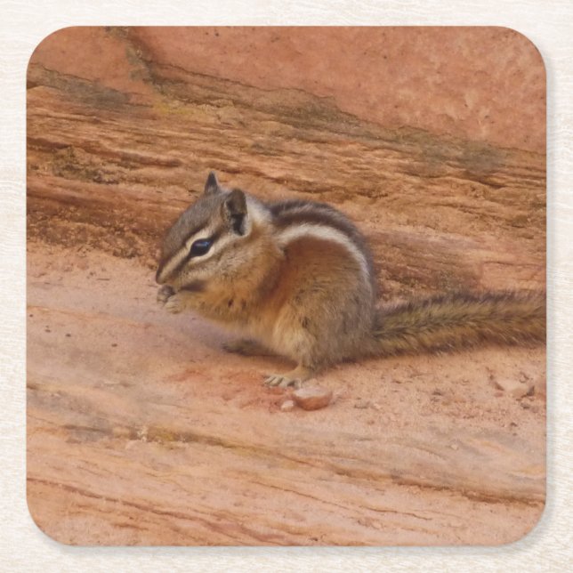 Zion Chipmunk auf Red Rocks Rechteckiger Pappuntersetzer (Vorderseite)