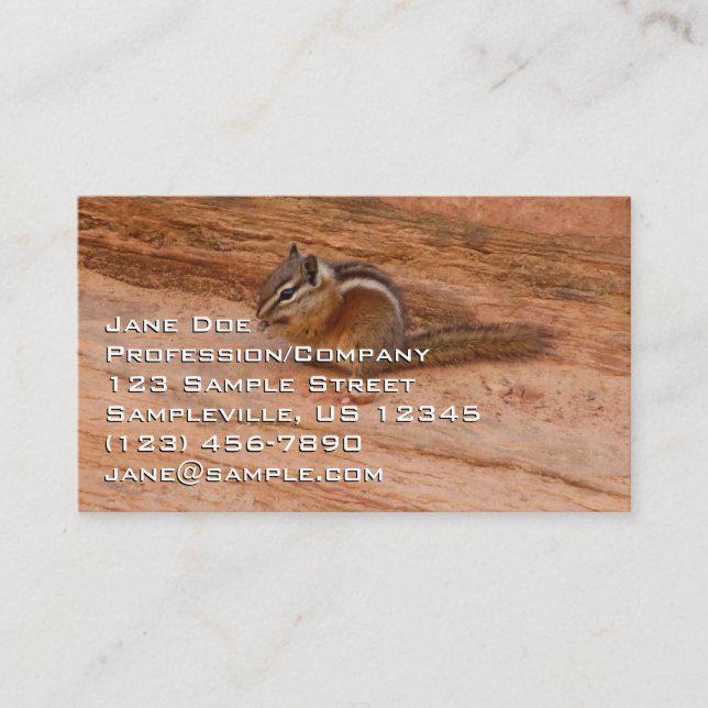 Zion Chipmunk auf Red Rocks Visitenkarte (Vorderseite)
