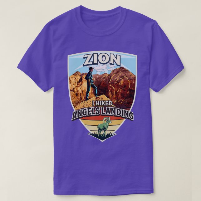Zion I Hiked Angels Landing Hiker und Bighorn Shee T-Shirt (Design vorne)