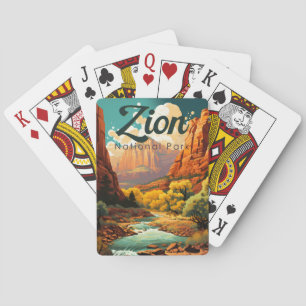Zion National Park Illustration Retro Spielkarten