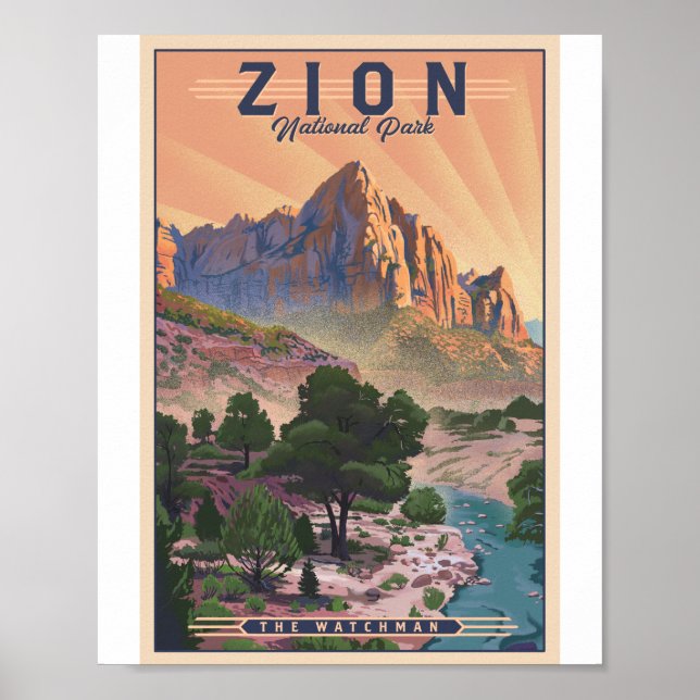 Zion National Park Litho Artwork Poster (Vorne)