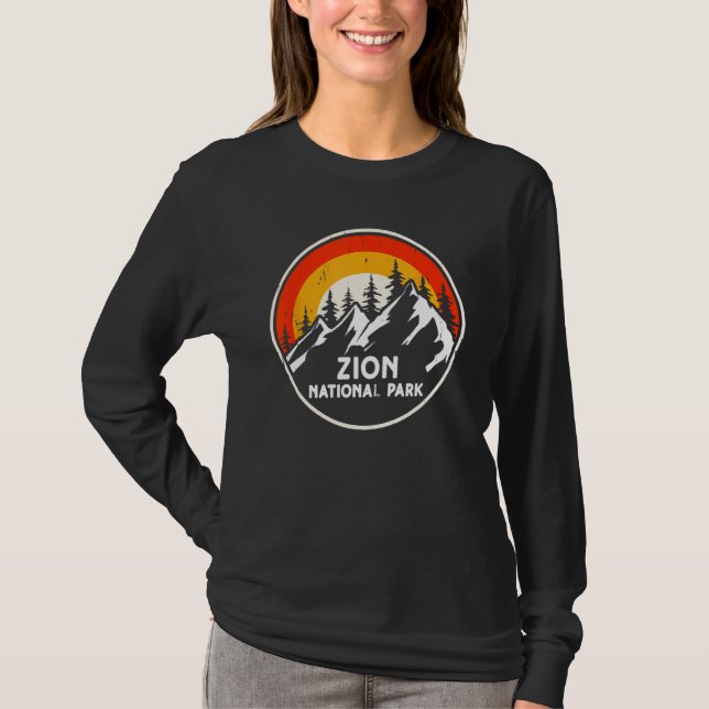 Zion National Park Mountain Trees & Sun Camping Hi T-Shirt (Vorderseite)