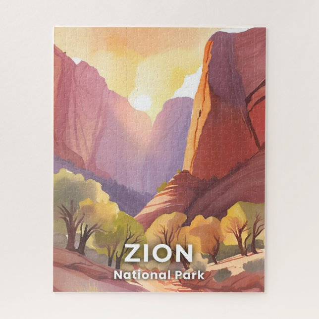 Zion National Park | Reise Aquarell Puzzle (Vertikal)