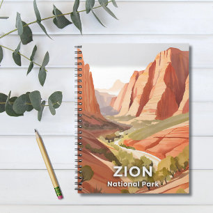 Zion National Park   Reise Aquarelltal Notizblock