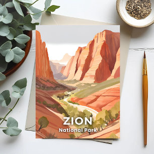 Zion National Park   Reise Aquarelltal Postkarte