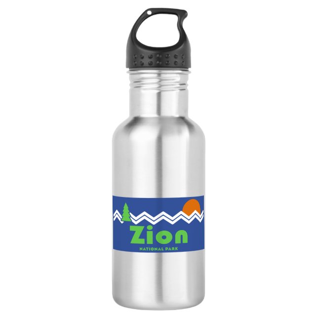 Zion National Park Retro Edelstahlflasche (Vorderseite)
