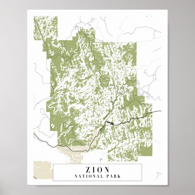 Zion National Park Retro Street Karte Poster (Vorne)