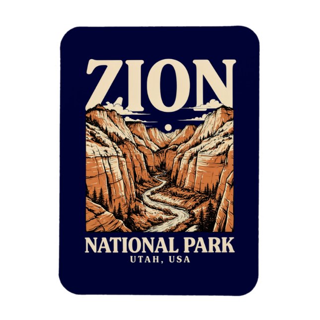 Zion National Park Rote Klippen Magnet (Vertikal)