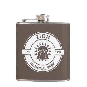 Zion National Park Sun Trees Flachmann