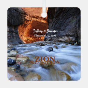 Zion National Park, The Narrows, Name, Quadratisch Ornament Aus Metall