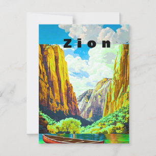 Zion National Park Travel Poster, Zion Utah Travel Postkarte