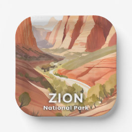 Zion National Park | Travel Watercolor Valley Pappteller