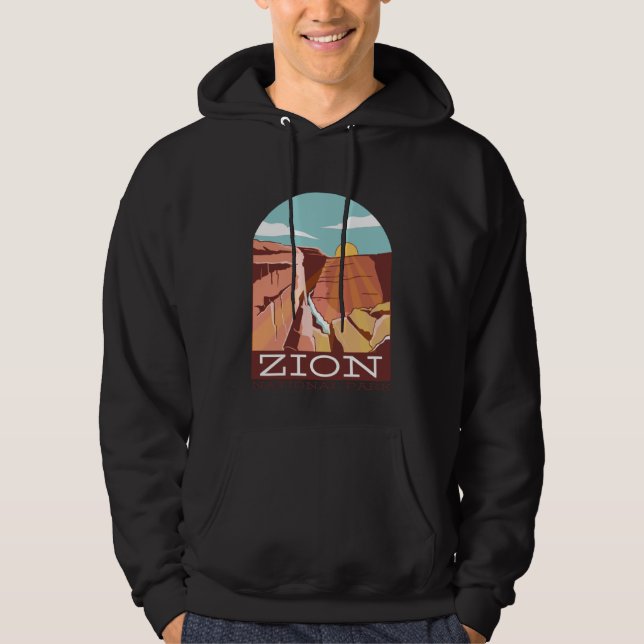 Zion National Park USA Skyline Silhouette Kontur Hoodie (Vorderseite)