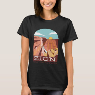 Zion National Park USA Skyline Silhouette Kontur T-Shirt