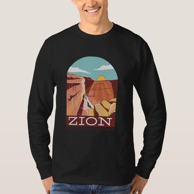 Zion National Park USA Skyline Silhouette Outline  T-Shirt (Vorderseite)