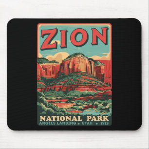 Zion National Park Utah Angels Landing Vintag Hik Mousepad
