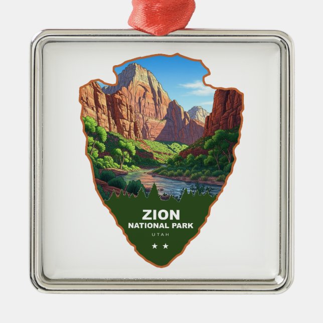 Zion National Park Utah Arrowhead Ornament Aus Metall (Vorne)