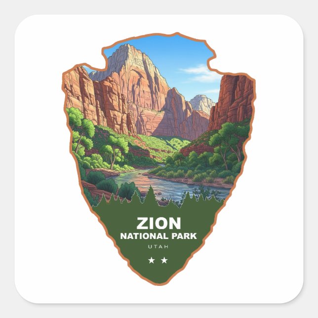 Zion National Park Utah Arrowhead Quadratischer Aufkleber (Vorderseite)