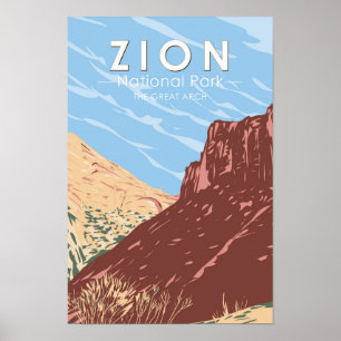 Zion National Park Utah Der große Bogen Vintage Poster