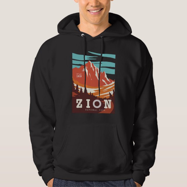 Zion National Park Utah Hiking Travel Poster  Idea Hoodie (Vorderseite)