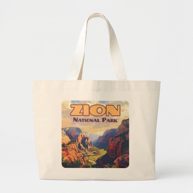 Zion National Park Utah Moab Canyon Retro Jumbo Stoffbeutel (Vorne)