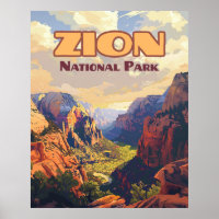 Zion National Park Utah Moab Canyon Retro