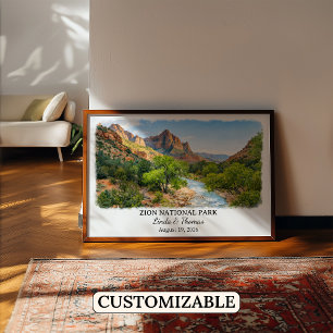 Zion National Park Utah Poster, Aquarell, Maßgesch Poster