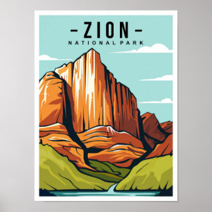 Zion National Park Utah Reise Illustration Poster