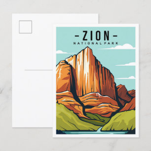 Zion National Park Utah Reise Illustration Postkarte