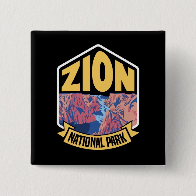 Zion National Park Utah Retro Button (Vorderseite)