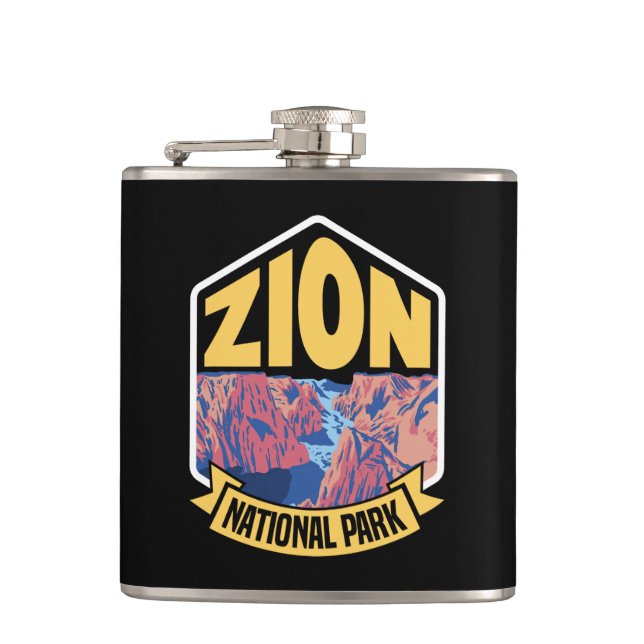 Zion National Park Utah Retro Flachmann (Vorderseite)