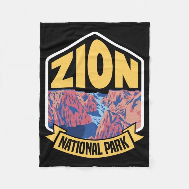 Zion National Park Utah Retro Fleecedecke (Vorderseite)