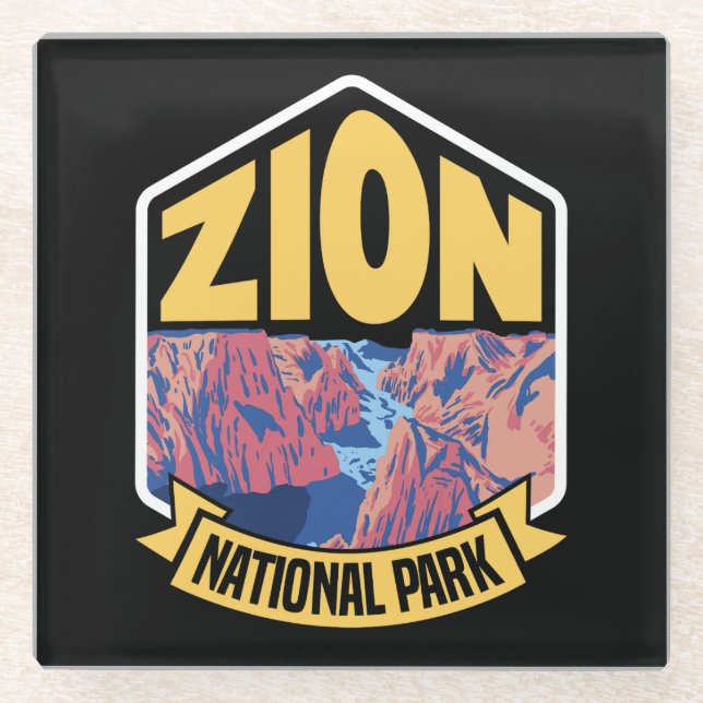 Zion National Park Utah Retro Glasuntersetzer (Vorderseite)