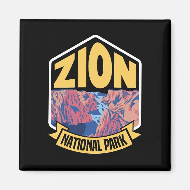 Zion National Park Utah Retro Magnet (Vorne)