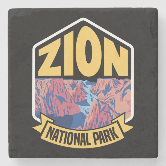 Zion National Park Utah Retro Steinuntersetzer (Vorderseite)