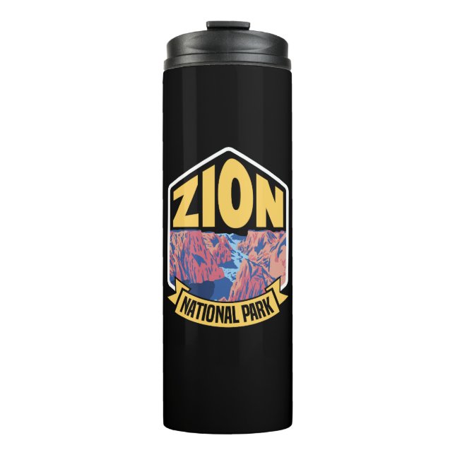 Zion National Park Utah Retro Thermosbecher (Vorderseite)
