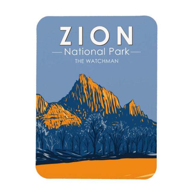 Zion National Park Utah The Watchman Vintag Magnet (Vertikal)