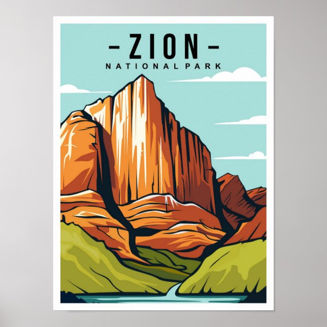 Zion National Park Utah Travel Illustration Poster (Vorne)