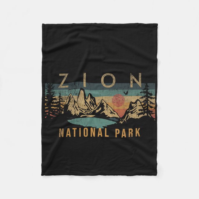 Zion National Park Utah Usa Außenbereich Vintag Fleecedecke (Vorderseite)