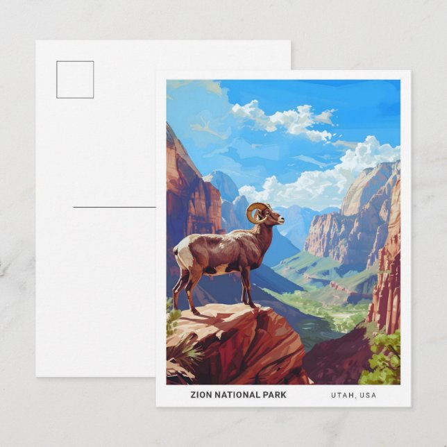 Zion National Park Utah USA Vintage Travel Postkarte (Vorne/Hinten)