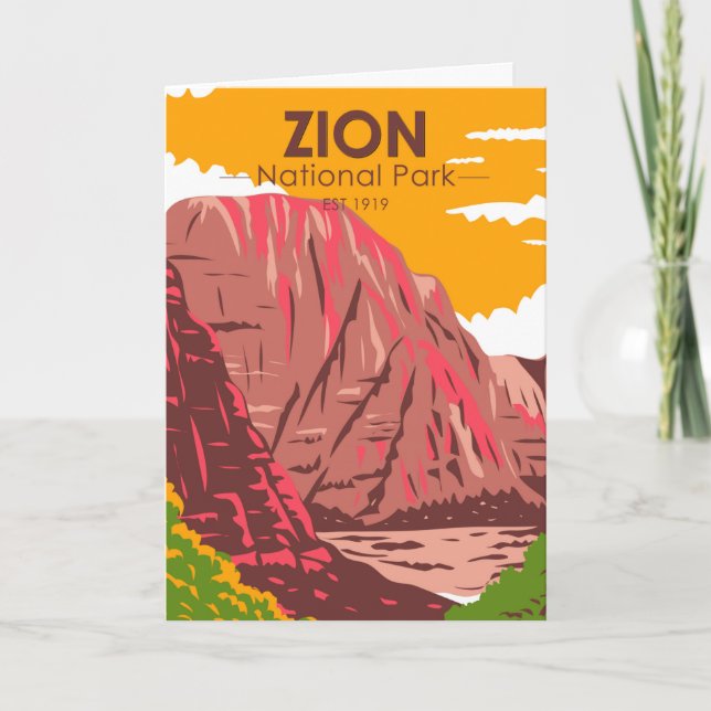 Zion National Park Utah Vintag Karte (Vorderseite)
