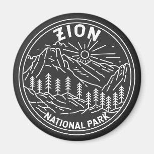 Zion National Park Utah Vintag Monoline Magnet