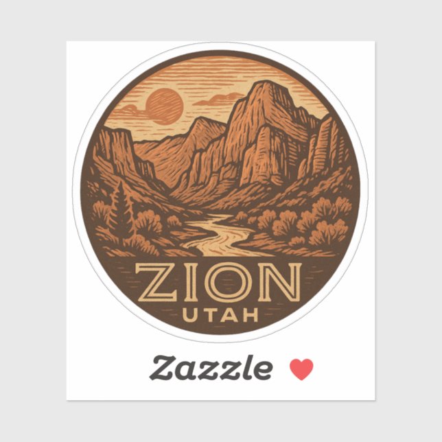 Zion National Park Utah Vinyl Sticker (Blatt)
