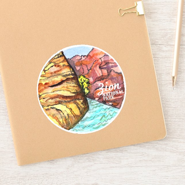 Zion National Park Utah Watercolor Aufkleber (Notizbuch)