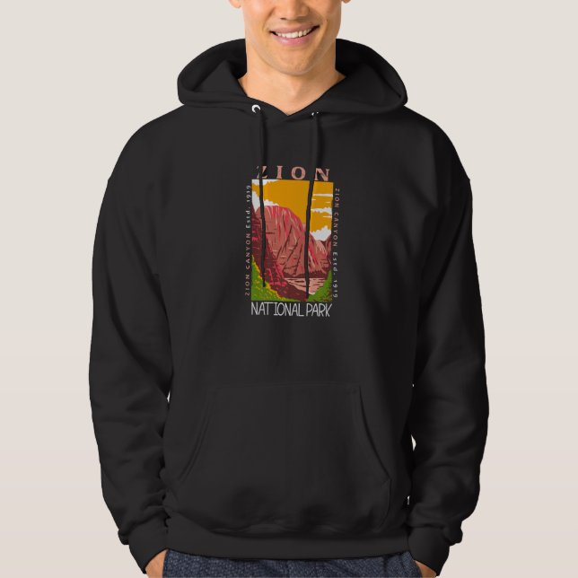 Zion National Park Utah Zion Canyon Distressed Vin Hoodie (Vorderseite)