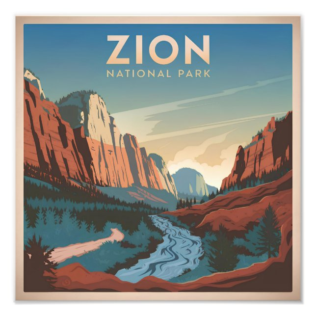 Zion National Park Vintag Fotodruck (Vorne)